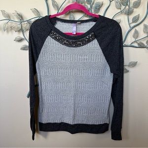 ❤️Alya Knitted Bling Gray Bead Sweater Top Small CLEARANCE